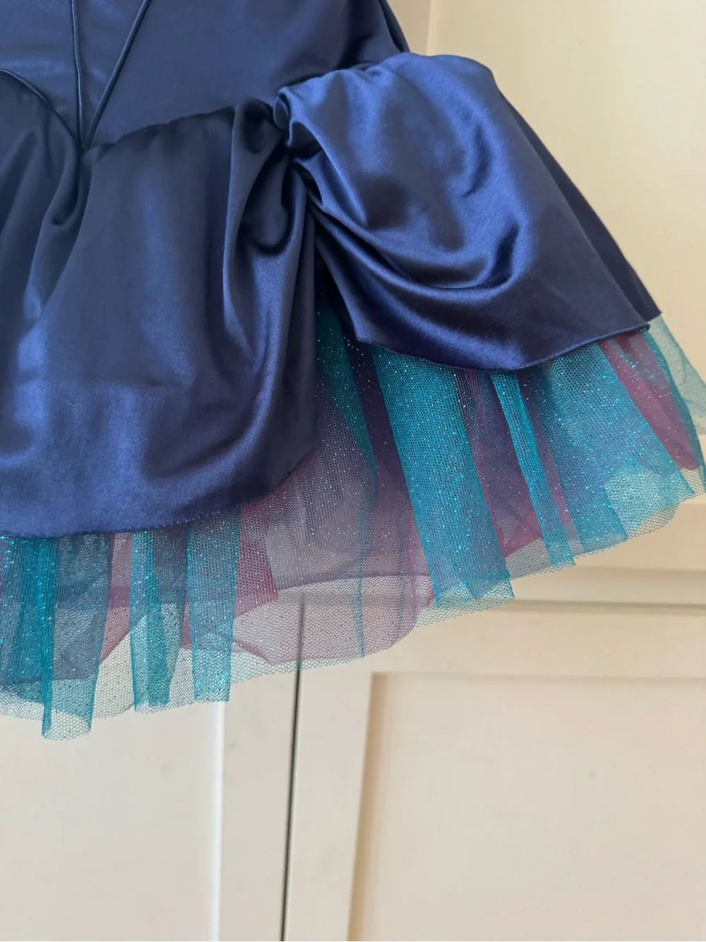 Navy Floral Appliqué Girls' Tutu Dance Costume